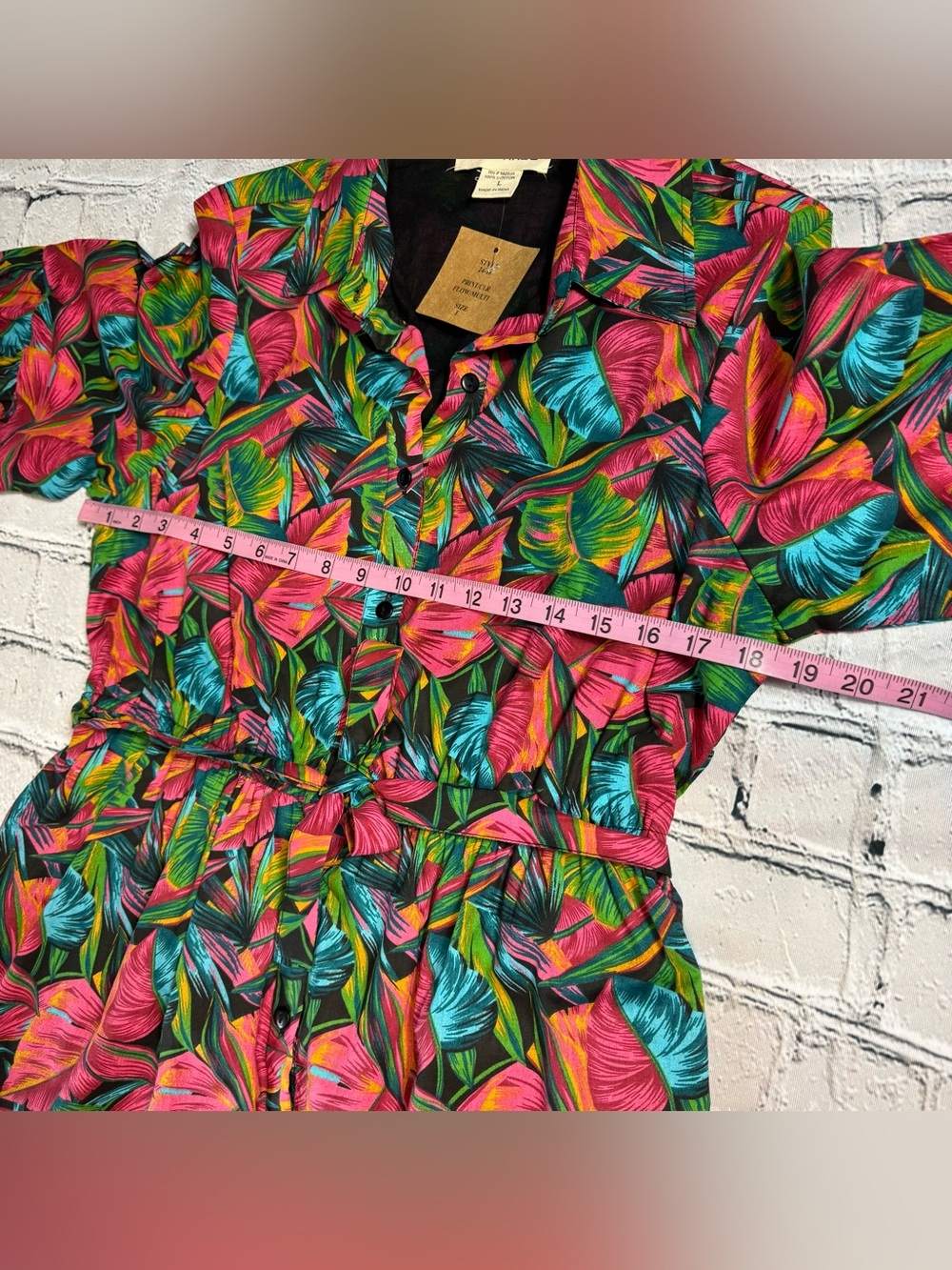 Naoo NWT Colorful Tropical Floral Print Button-Front Maxi Dress A-Line Size L - Picture 5 of 9